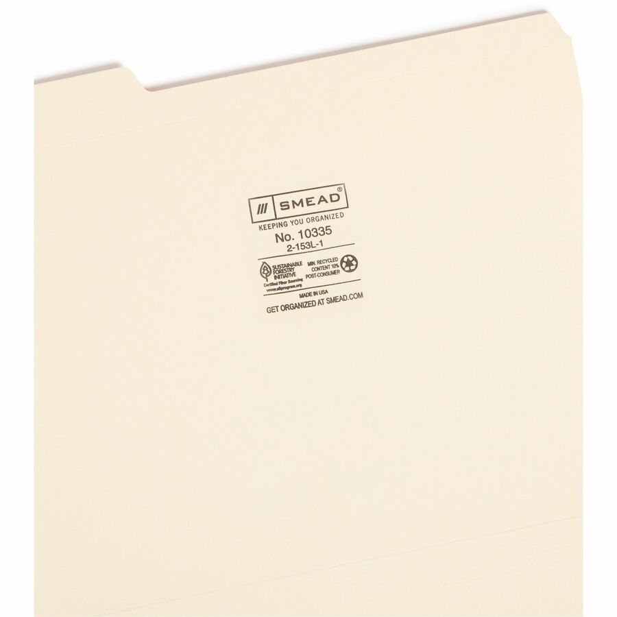 Reinforced Tab Manila File Folders, 1/3-Cut Tabs: Left Position, Letter Size, 0.75" Expansion, 11-pt Manila, 100/Box
