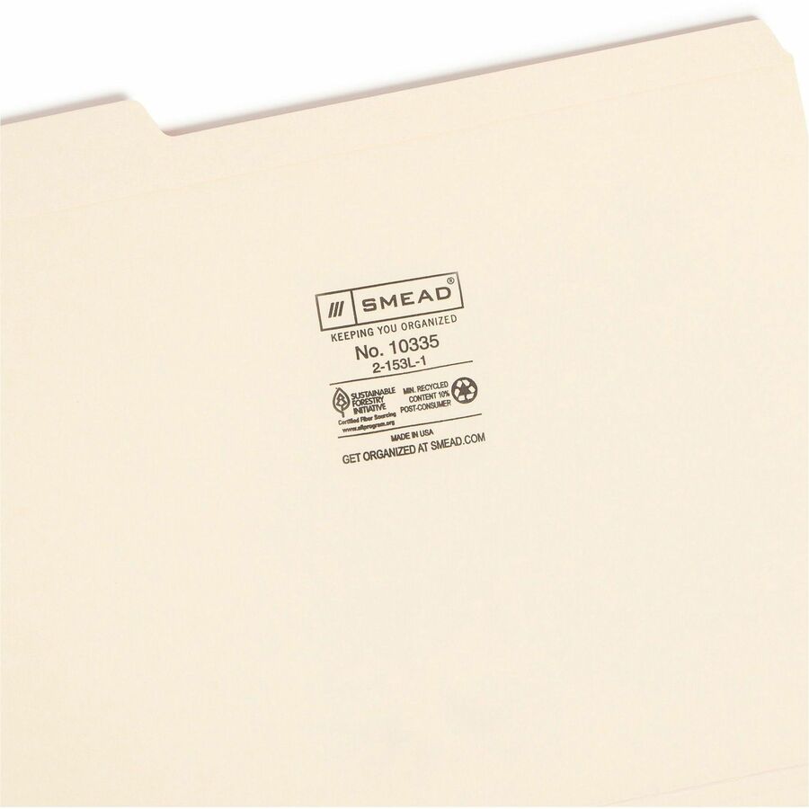 Reinforced Tab Manila File Folders, 1/3-Cut Tabs: Left Position, Letter Size, 0.75" Expansion, 11-pt Manila, 100/Box
