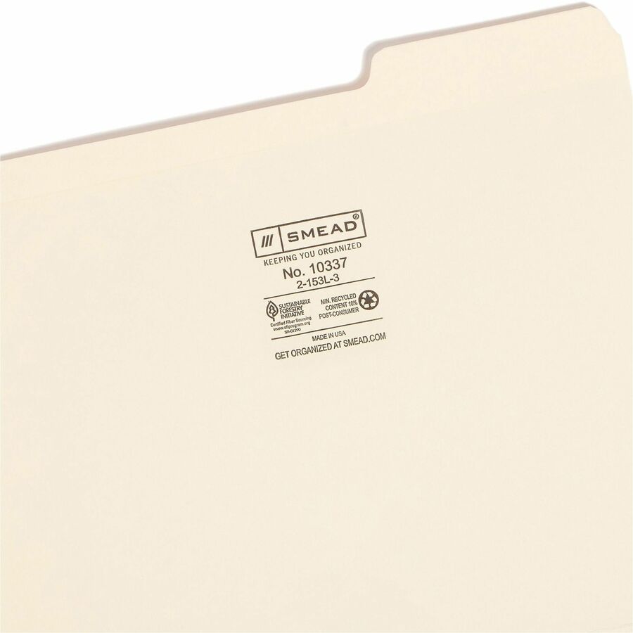 Reinforced Tab Manila File Folders, 1/3-Cut Tabs: Right Position, Letter Size, 0.75" Expansion, 11-pt Manila, 100/Box