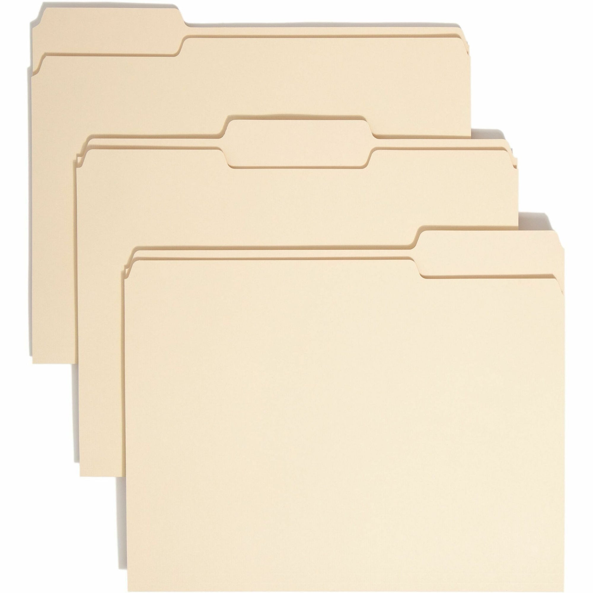 100% Recycled Manila Top Tab File Folders, 1/3-Cut Tabs: Assorted, Letter Size, 0.75" Expansion, Manila, 100/Box