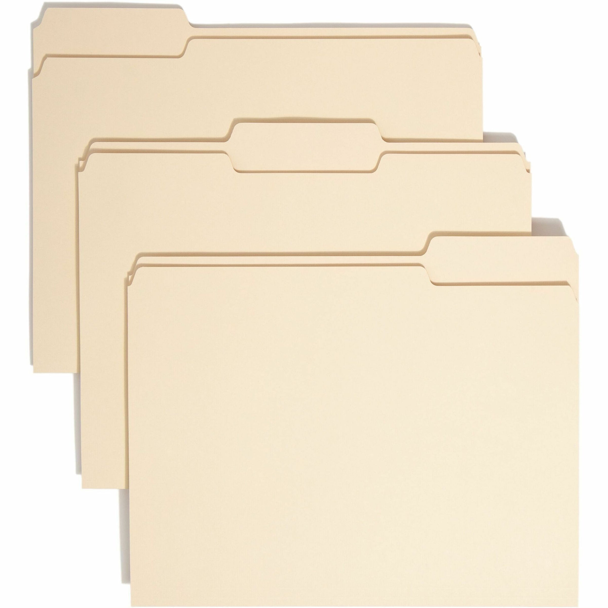 100% Recycled Manila Top Tab File Folders, 1/3-Cut Tabs: Assorted, Letter Size, 0.75" Expansion, Manila, 100/Box