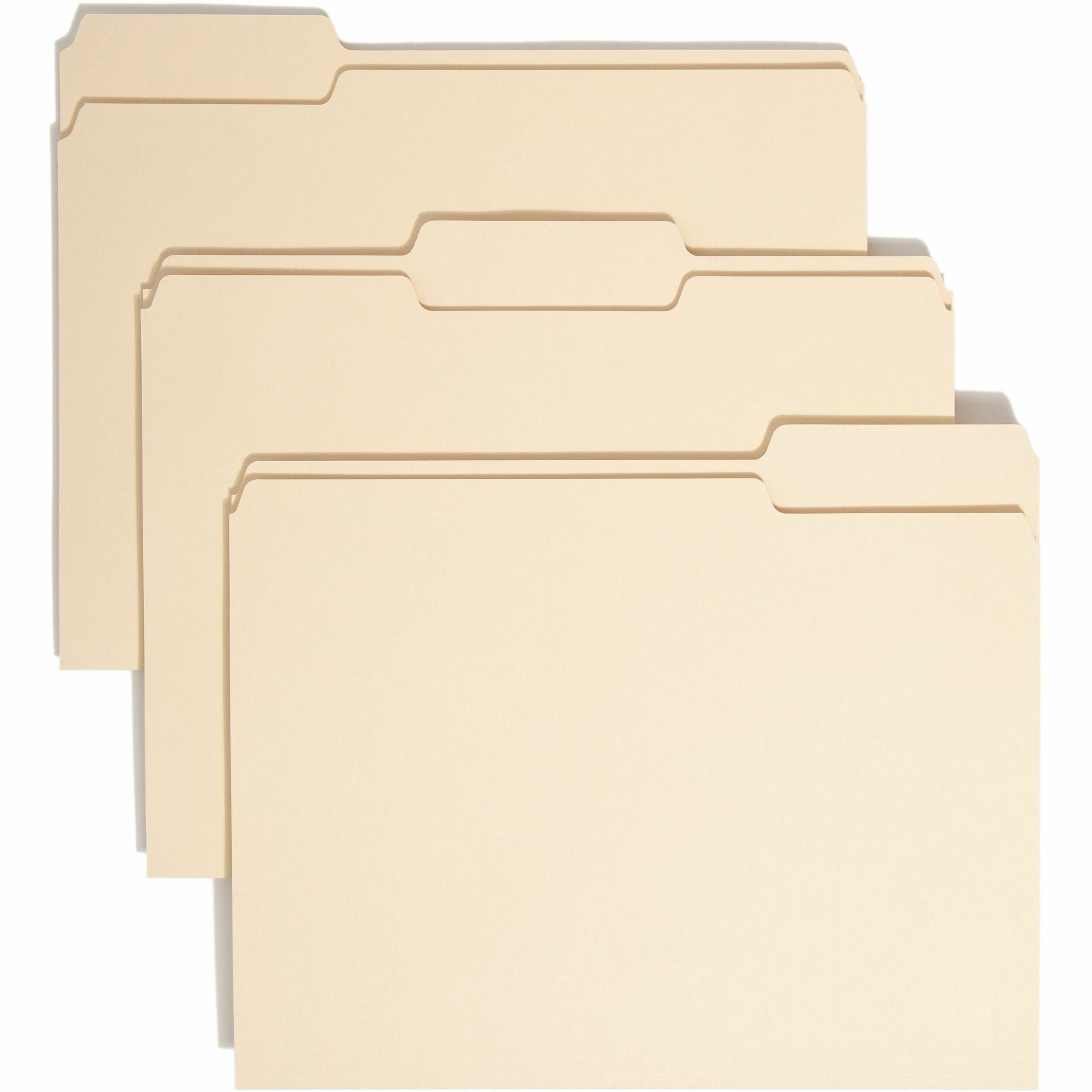 100% Recycled Manila Top Tab File Folders, 1/3-Cut Tabs: Assorted, Letter Size, 0.75" Expansion, Manila, 100/Box