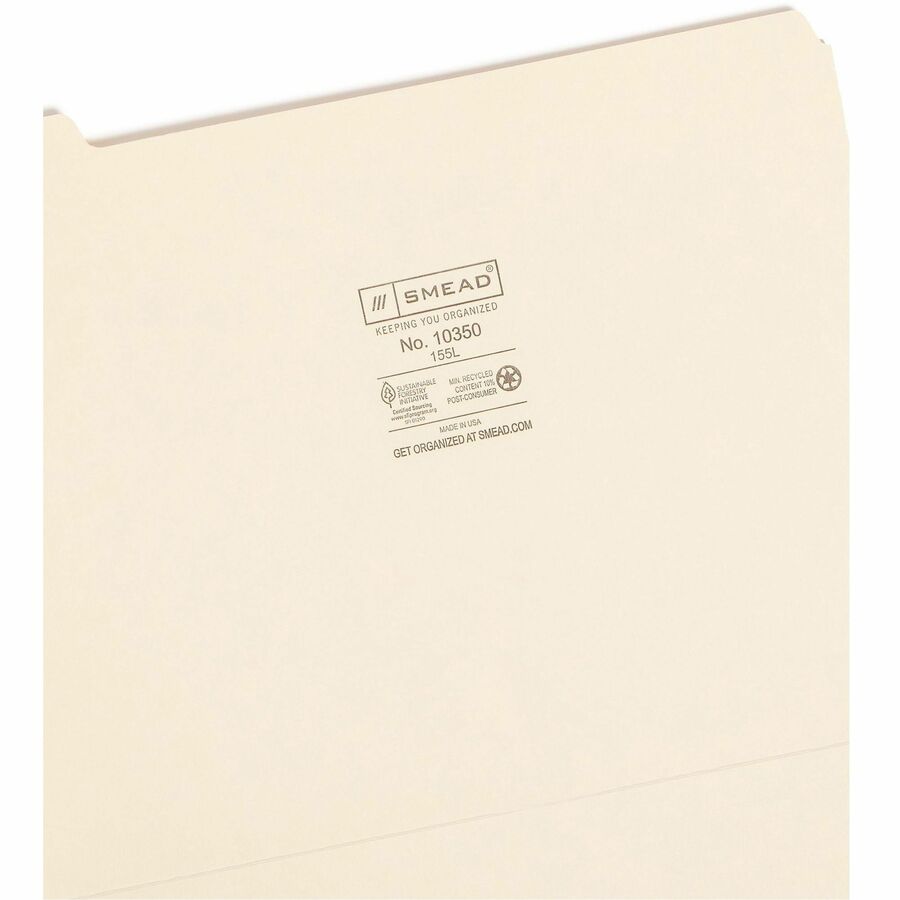 Manila File Folders, 1/5-Cut Tabs: Assorted, Letter Size, 0.75" Expansion, Manila, 100/Box