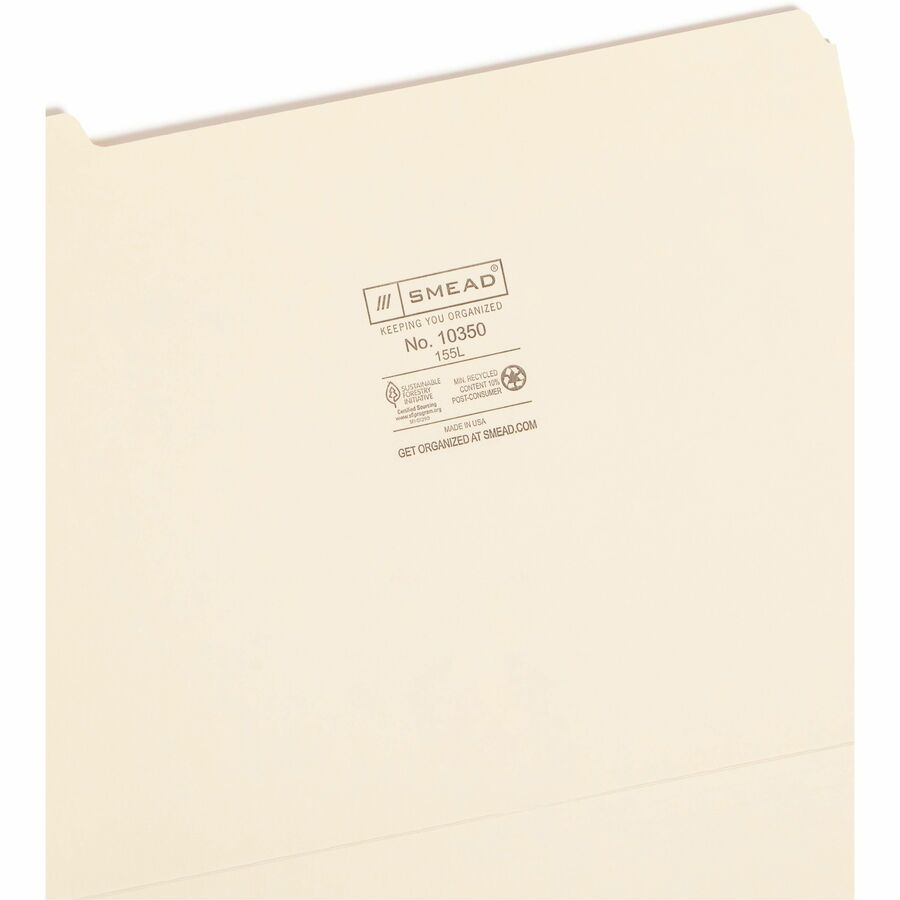 Manila File Folders, 1/5-Cut Tabs: Assorted, Letter Size, 0.75" Expansion, Manila, 100/Box