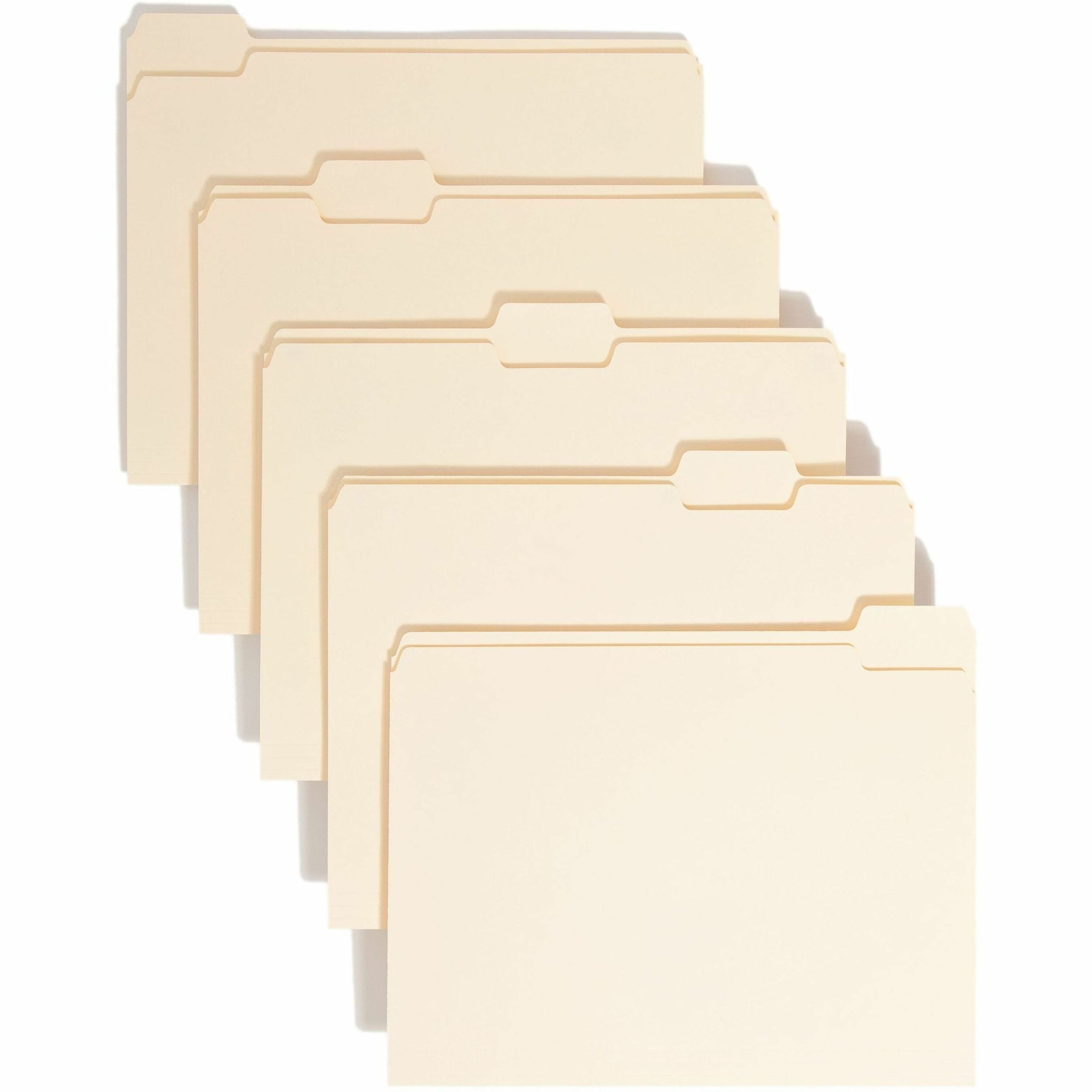 Manila File Folders, 1/5-Cut Tabs: Assorted, Letter Size, 0.75" Expansion, Manila, 100/Box