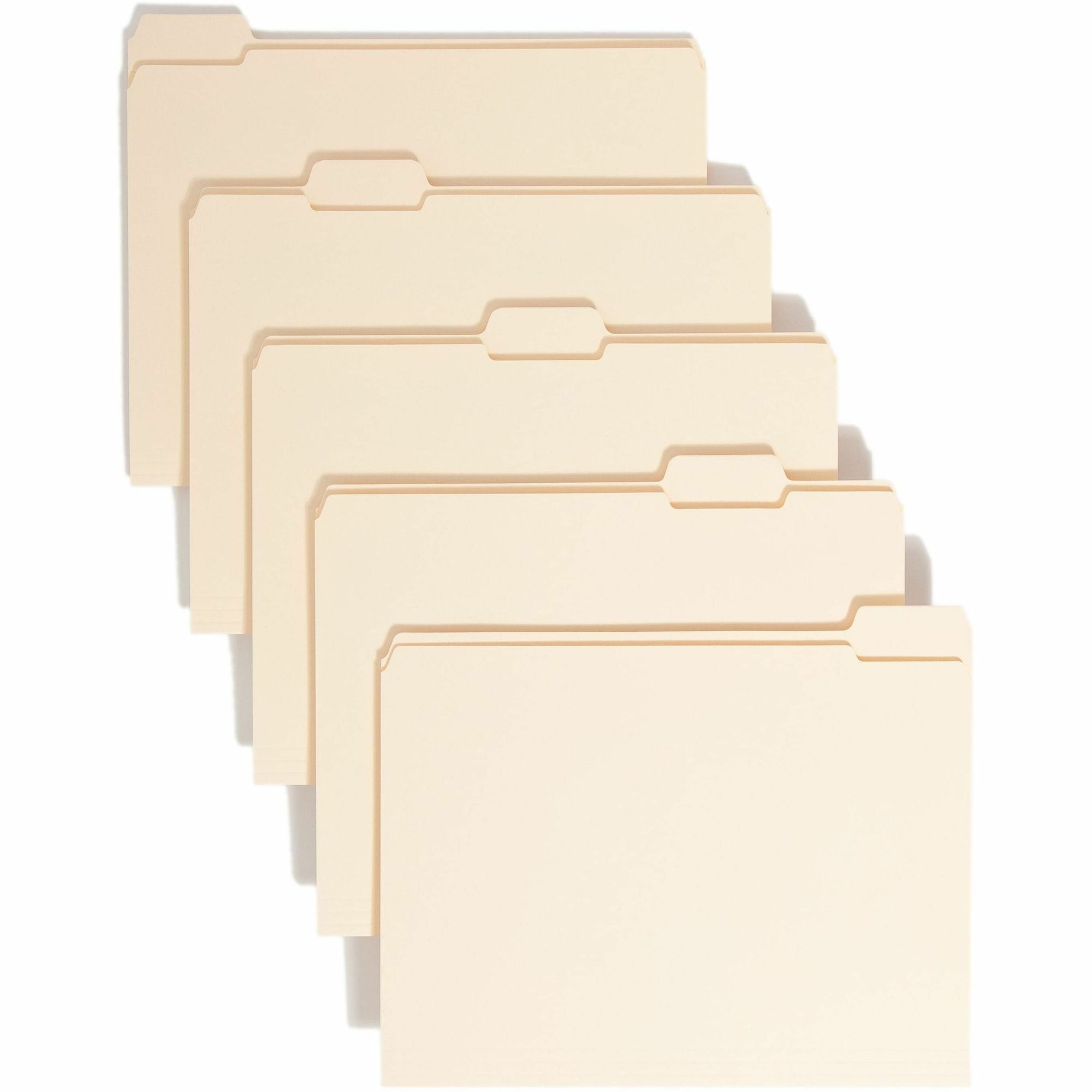 Reinforced Tab Manila File Folders, 1/5-Cut Tabs: Assorted, Letter Size, 0.75" Expansion, 11-pt Manila, 100/Box