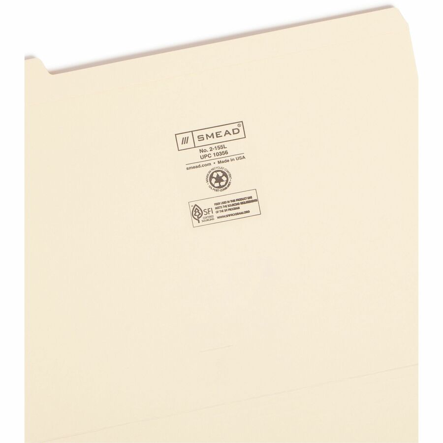 Reinforced Tab Manila File Folders, 1/5-Cut Tabs: Assorted, Letter Size, 0.75" Expansion, 11-pt Manila, 100/Box