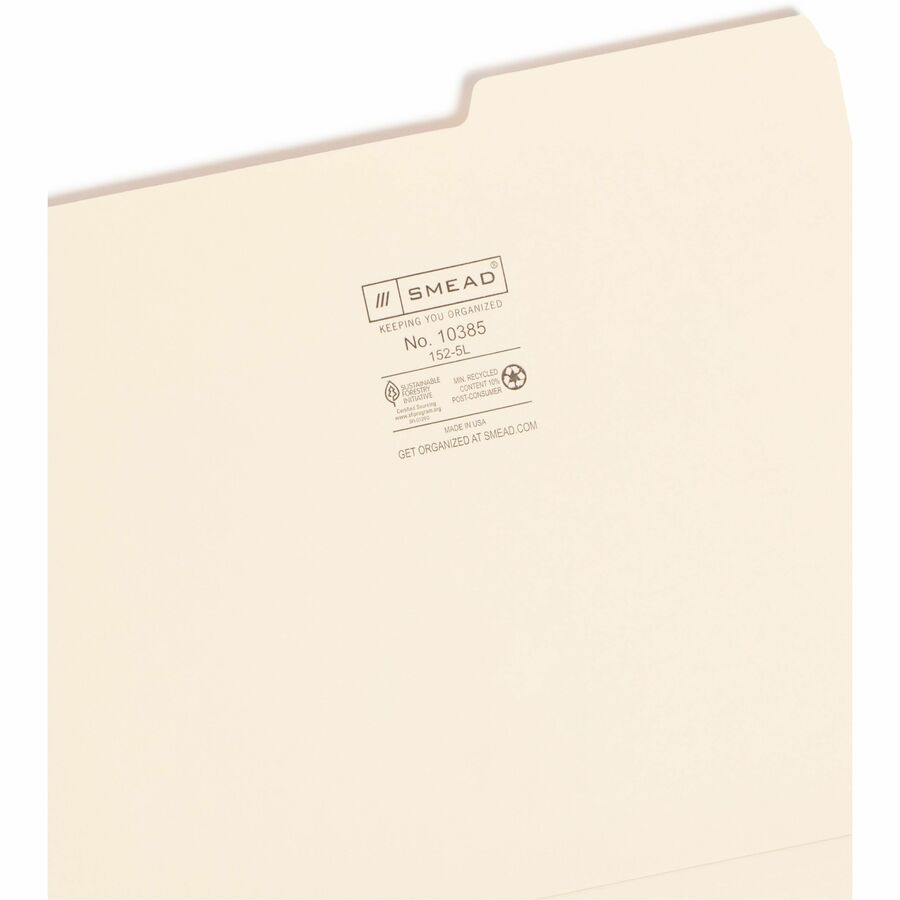 Manila Guide Height Systems File Folders, 2/5-Cut Tabs: Right of Center, Letter Size, 0.75" Expansion, Manila, 100/Box