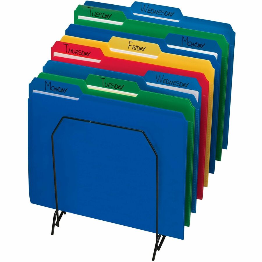 Top Tab Poly Colored File Folders, 1/3-Cut Tabs: Assorted, Letter Size, 0.75" Expansion, Assorted Colors, 24/Box