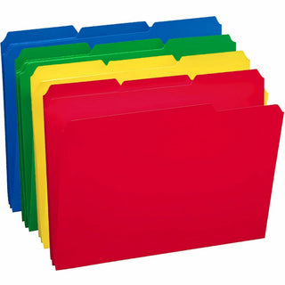 Top Tab Poly Colored File Folders, 1/3-Cut Tabs: Assorted, Letter Size, 0.75" Expansion, Assorted Colors, 24/Box