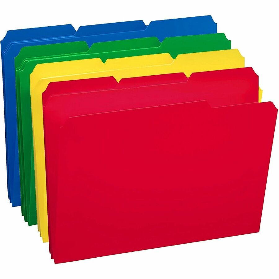 Top Tab Poly Colored File Folders, 1/3-Cut Tabs: Assorted, Letter Size, 0.75" Expansion, Assorted Colors, 24/Box