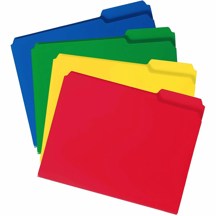 Top Tab Poly Colored File Folders, 1/3-Cut Tabs: Assorted, Letter Size, 0.75" Expansion, Assorted Colors, 24/Box