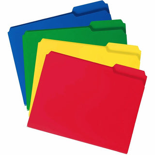 Top Tab Poly Colored File Folders, 1/3-Cut Tabs: Assorted, Letter Size, 0.75" Expansion, Assorted Colors, 24/Box