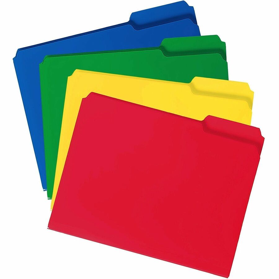 Top Tab Poly Colored File Folders, 1/3-Cut Tabs: Assorted, Letter Size, 0.75" Expansion, Assorted Colors, 24/Box