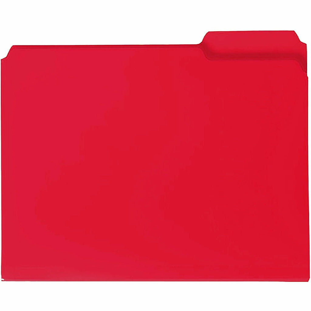 Top Tab Poly Colored File Folders, 1/3-Cut Tabs: Assorted, Letter Size, 0.75" Expansion, Red, 24/Box