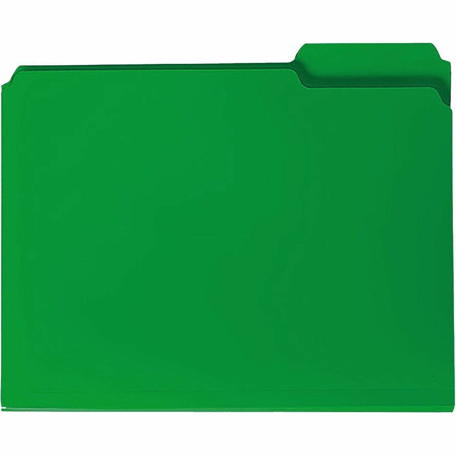 Top Tab Poly Colored File Folders, 1/3-Cut Tabs: Assorted, Letter Size, 0.75" Expansion, Green, 24/Box