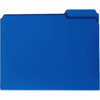 Top Tab Poly Colored File Folders, 1/3-Cut Tabs: Assorted, Letter Size, 0.75" Expansion, Blue, 24/Box