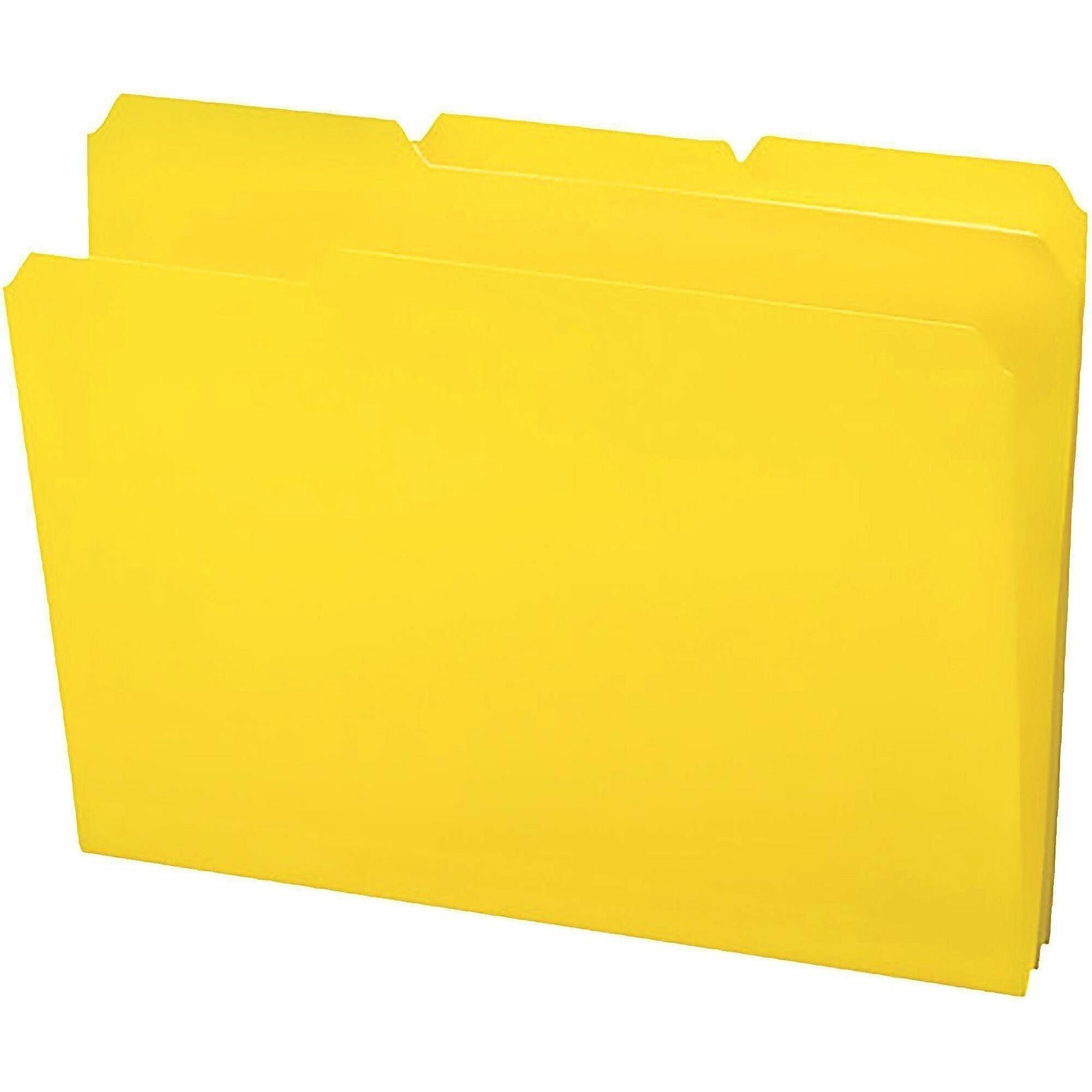 Top Tab Poly Colored File Folders, 1/3-Cut Tabs: Assorted, Letter Size, 0.75" Expansion, Yellow, 24/Box