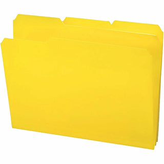 Top Tab Poly Colored File Folders, 1/3-Cut Tabs: Assorted, Letter Size, 0.75" Expansion, Yellow, 24/Box