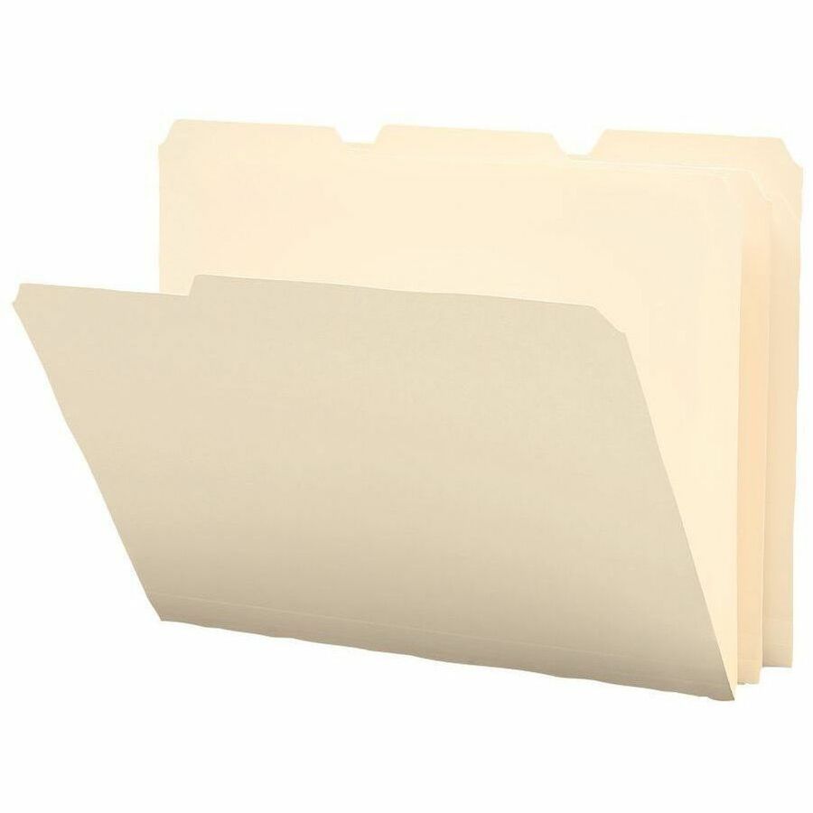 Poly Manila Folders, 1/3-Cut Tabs: Assorted, Letter Size, Manila, 12/Pack