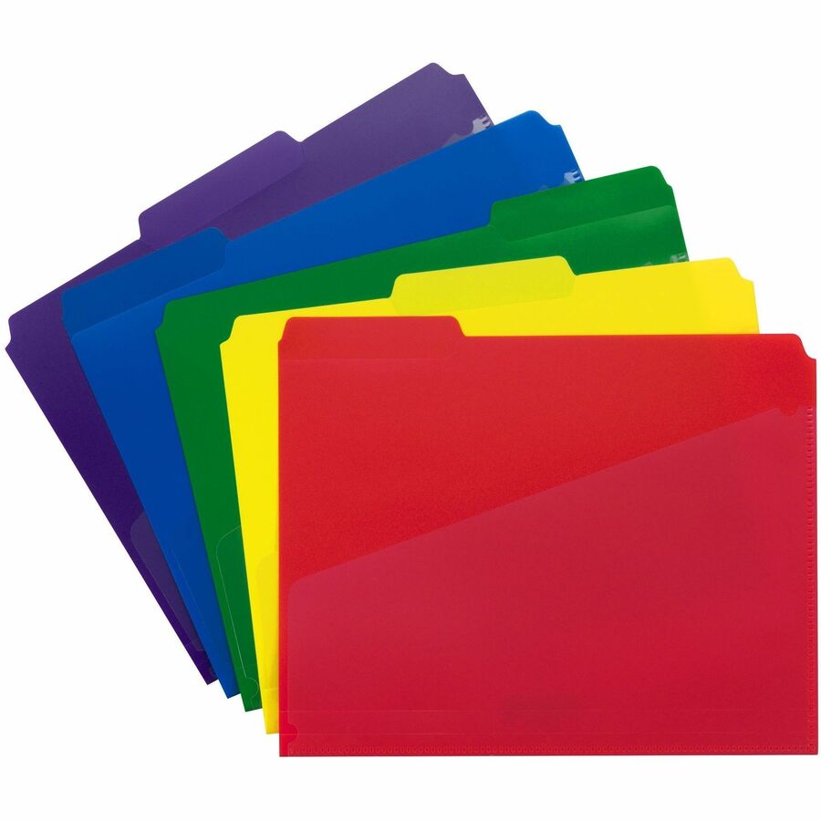 Poly Colored File Folders With Slash Pocket, 1/3-Cut Tabs: Assorted, Letter Size, 0.75" Expansion, Assorted Colors, 30/Box