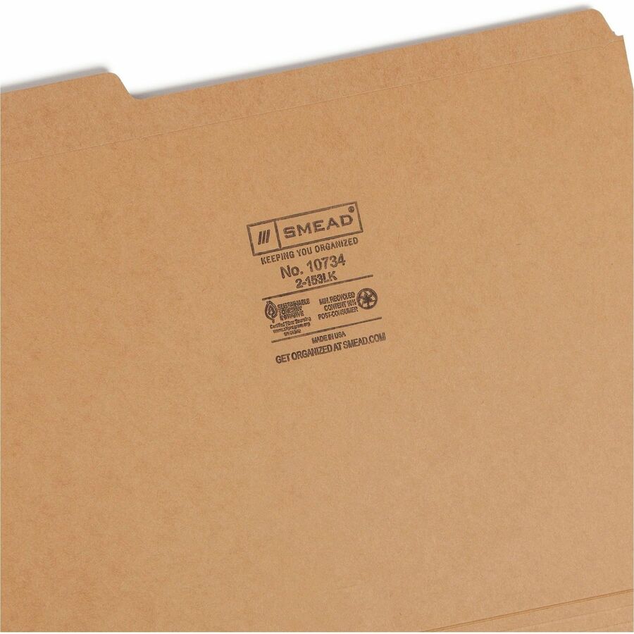 Heavyweight Kraft File Folder, 1/3-Cut Tabs: Assorted, Letter Size, 0.75" Expansion, 11-pt Kraft, Brown, 100/Box