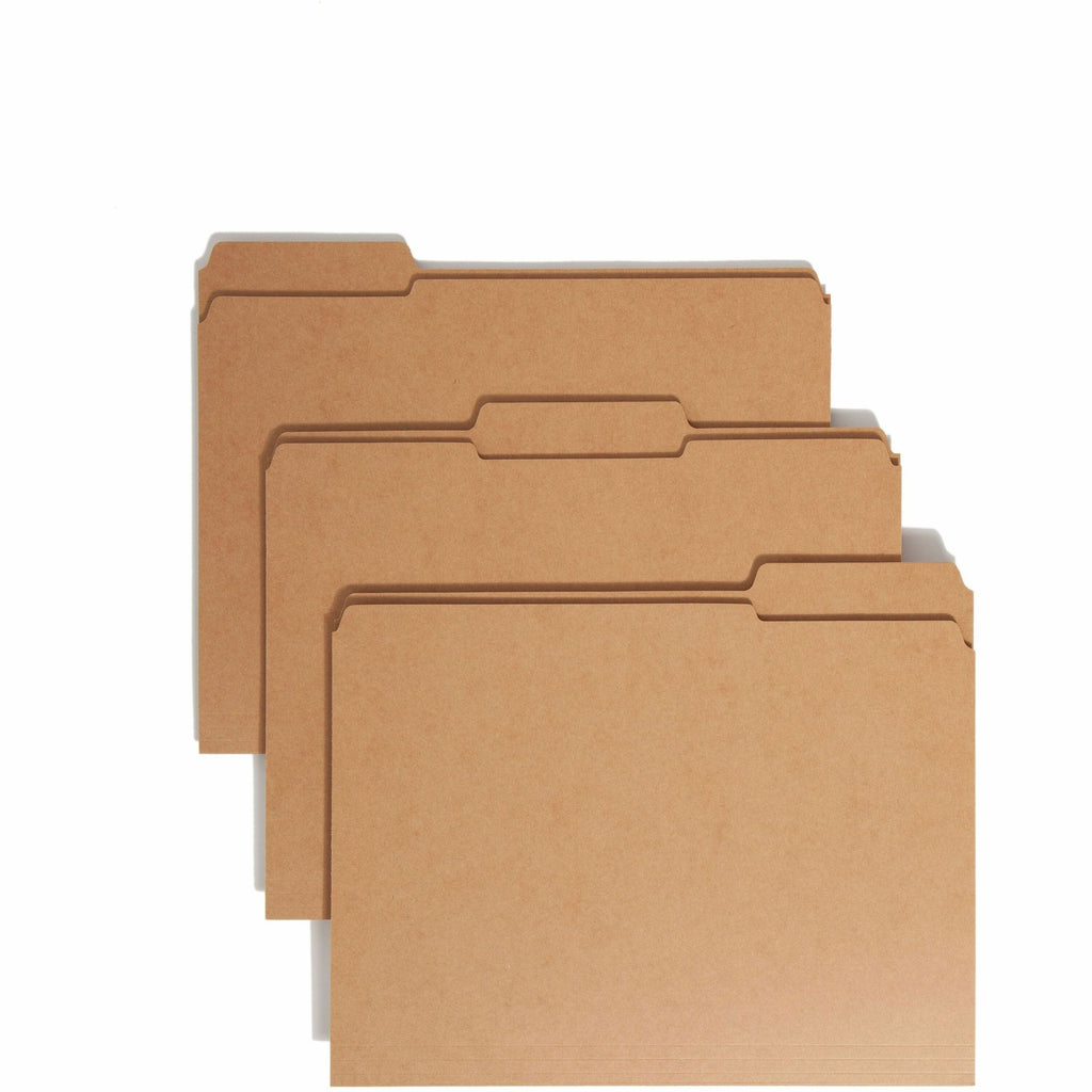 Heavyweight Kraft File Folder, 1/3-Cut Tabs: Assorted, Letter Size, 0.75" Expansion, 11-pt Kraft, Brown, 100/Box