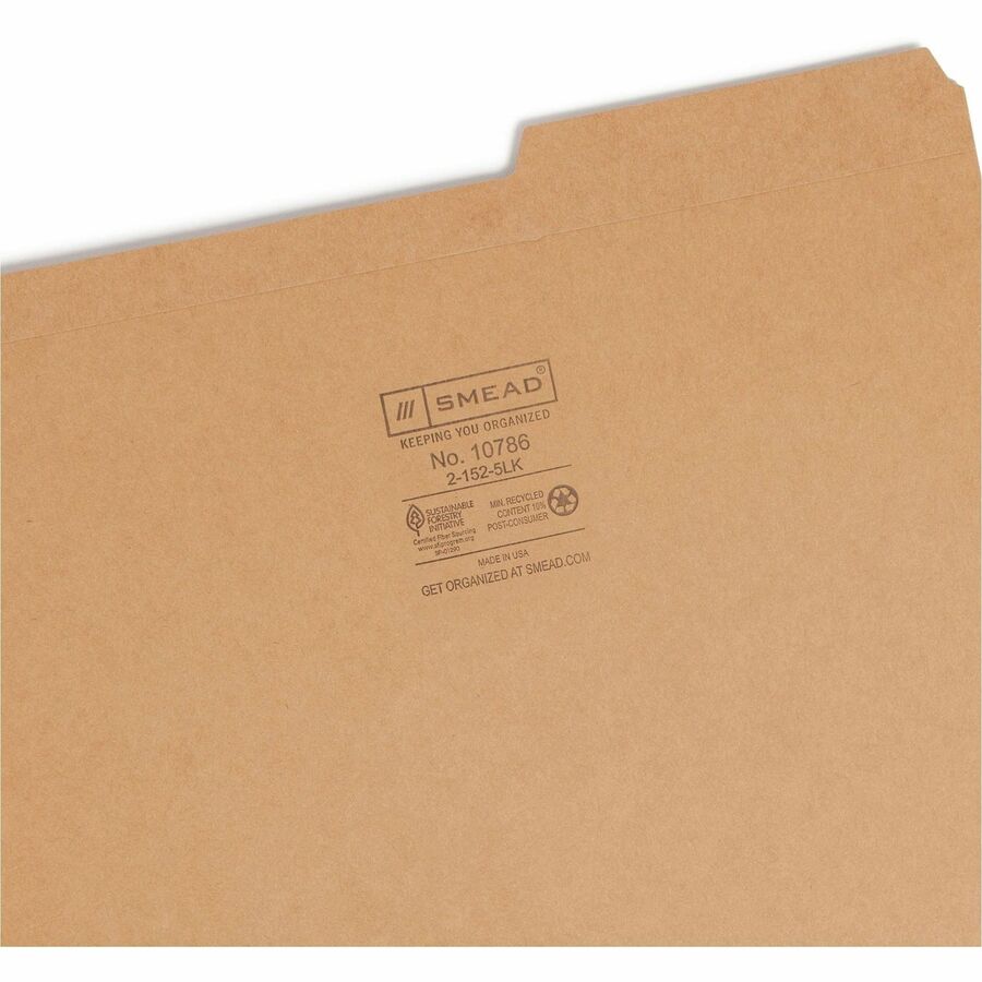 Guide Height Reinforced Heavyweight Kraft File Folder, 2/5-Cut Tabs: Right of Center, Letter, 0.75" Expansion, Brown, 100/Box