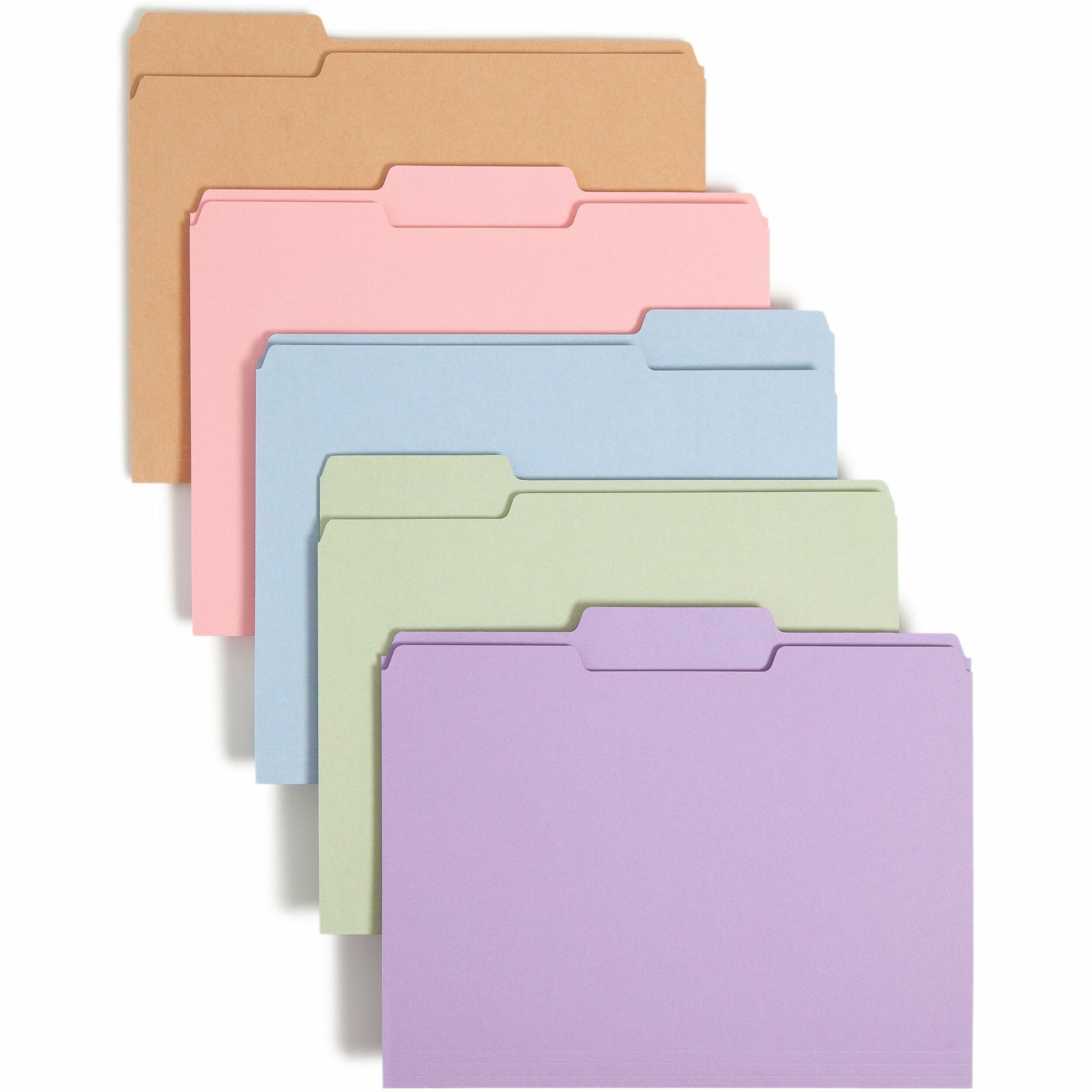 Colored File Folders, 1/3-Cut Tabs: Assorted, Letter Size, 0.75" Expansion, Assorted Colors, 100/Box