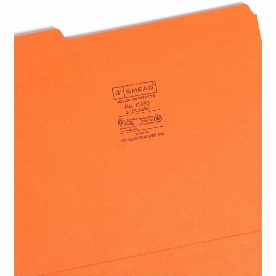 Reinforced Top Tab Colored File Folders, 1/3-Cut Tabs: Assorted, Letter Size, 0.75" Expansion, Assorted Colors, 100/Box