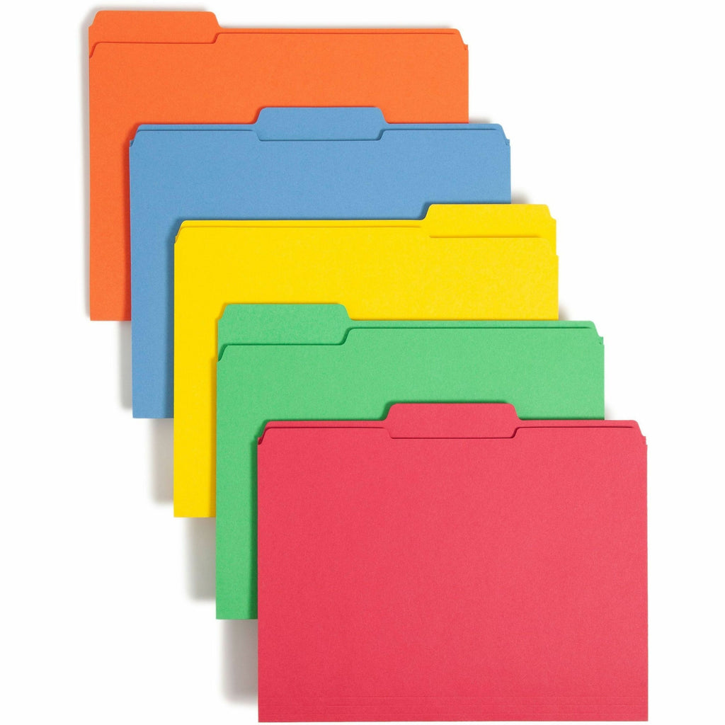 Reinforced Top Tab Colored File Folders, 1/3-Cut Tabs: Assorted, Letter Size, 0.75" Expansion, Assorted Colors, 100/Box