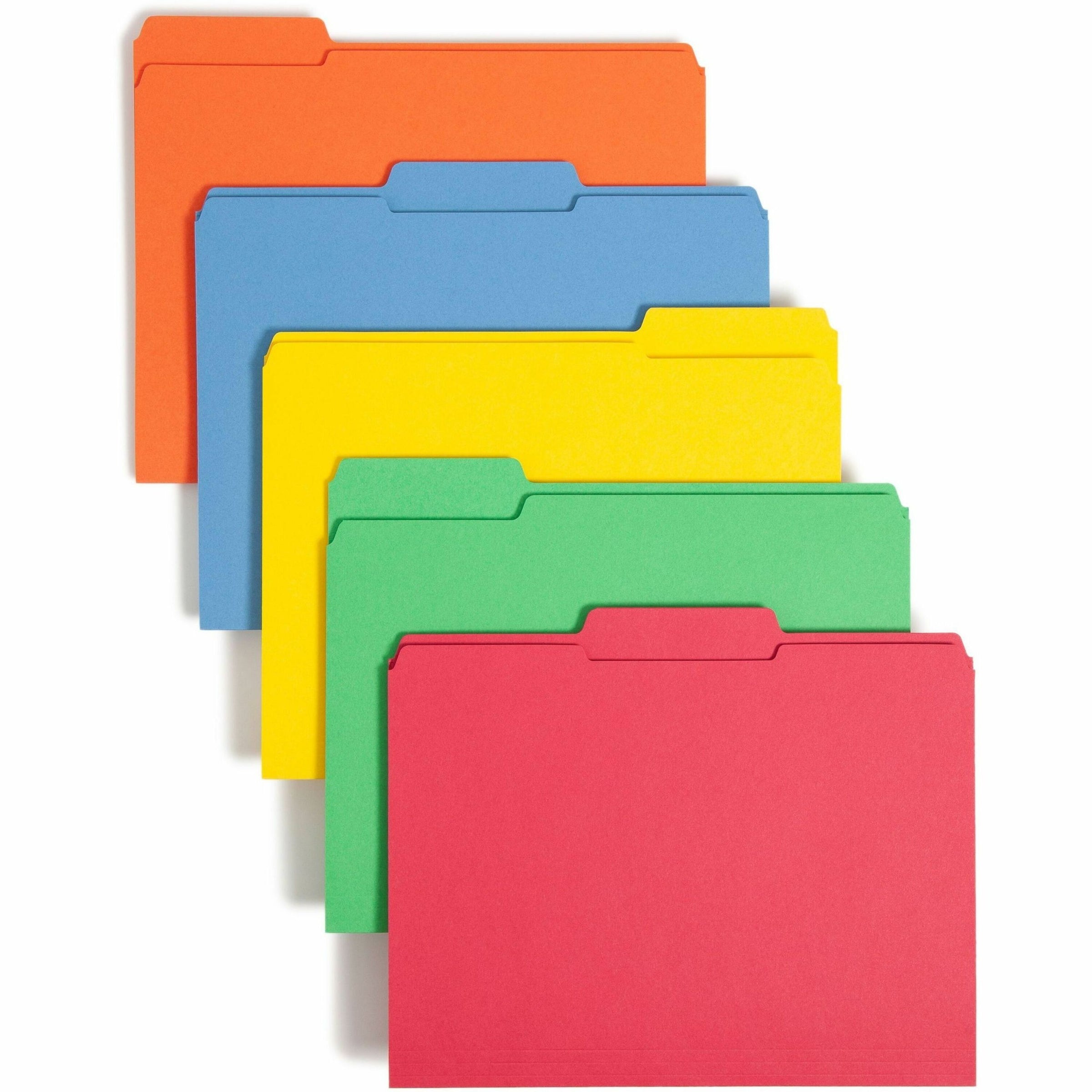 Reinforced Top Tab Colored File Folders, 1/3-Cut Tabs: Assorted, Letter Size, 0.75" Expansion, Assorted Colors, 100/Box