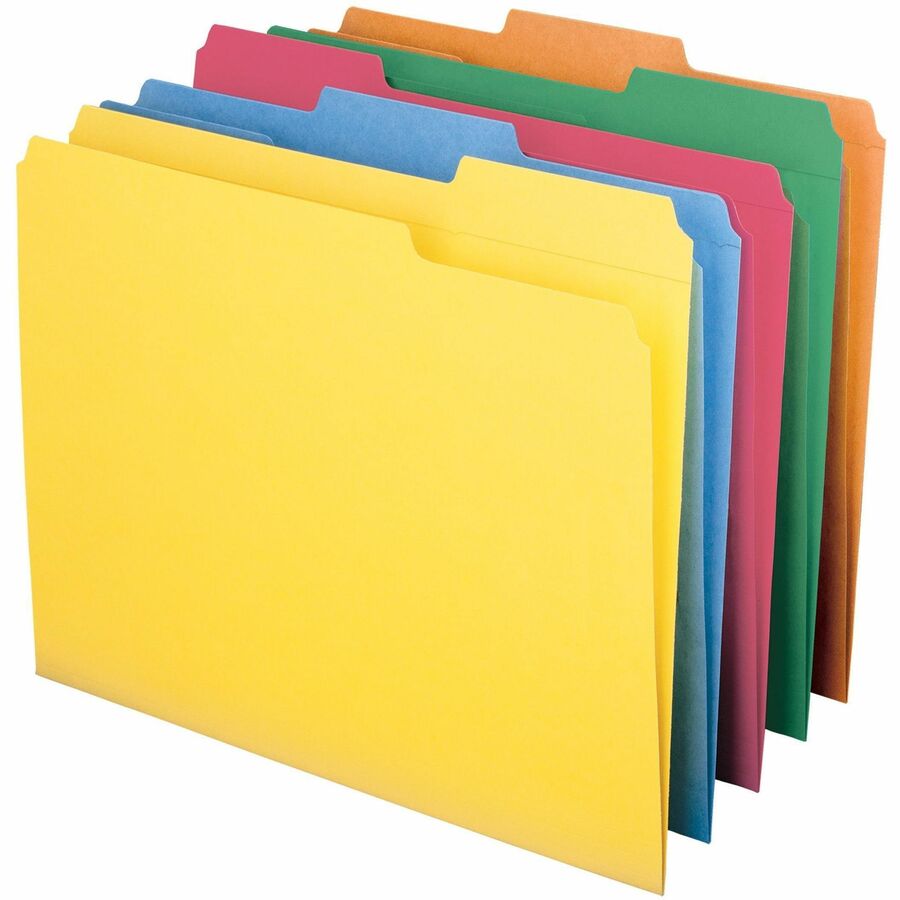 Reinforced Top Tab Colored File Folders, 1/3-Cut Tabs: Assorted, Letter Size, 0.75" Expansion, Assorted Colors, 100/Box