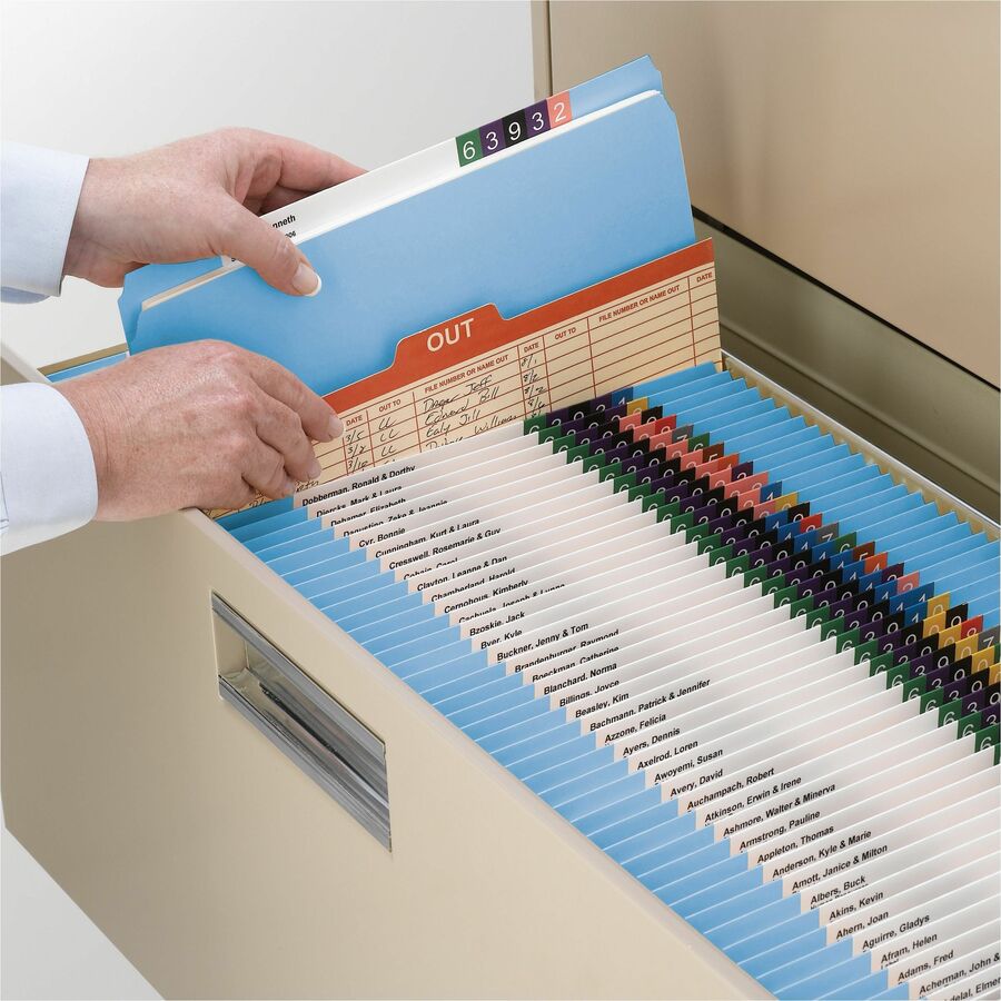 Reinforced Top Tab Colored File Folders, Straight Tabs, Letter Size, 0.75" Expansion, Blue, 100/Box