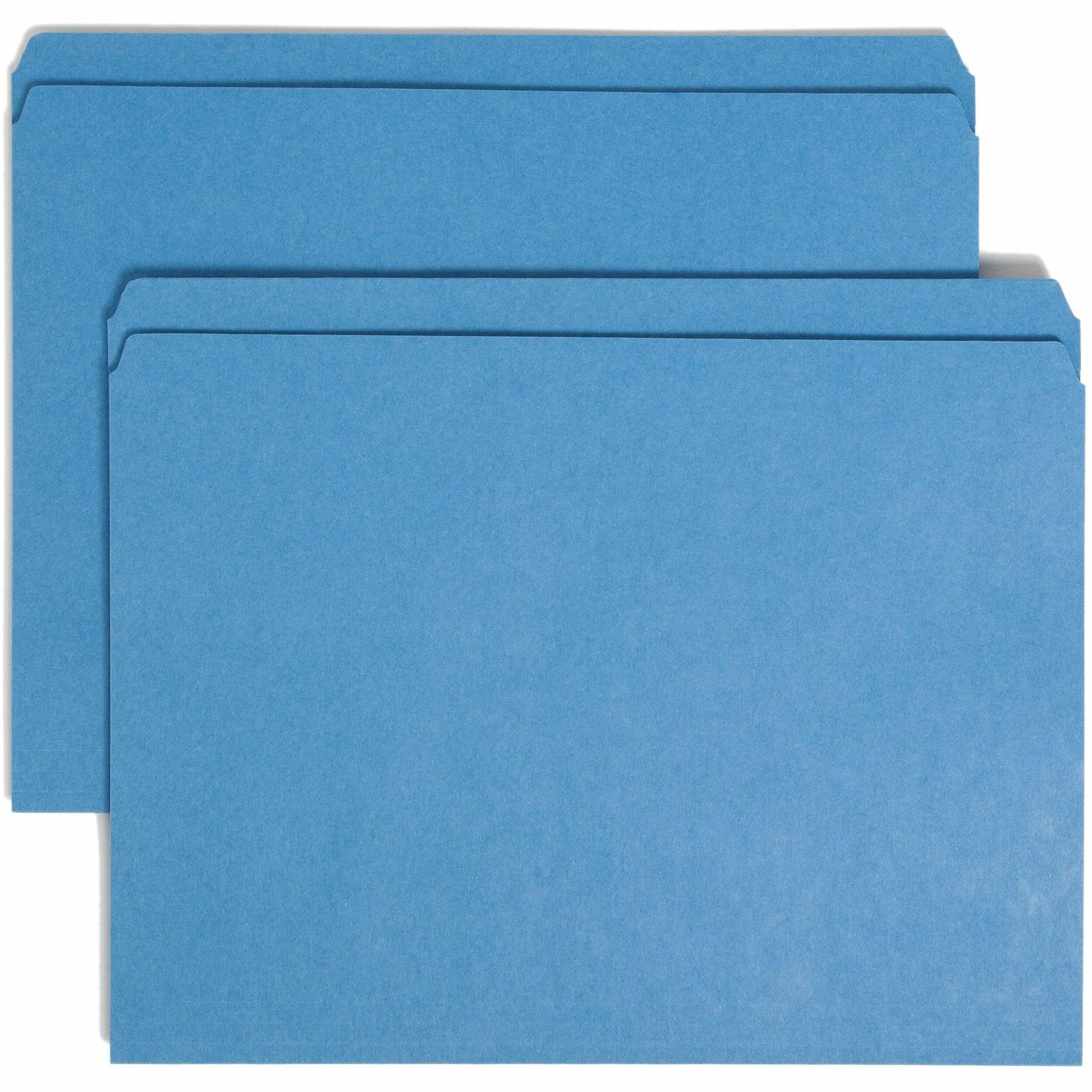 Reinforced Top Tab Colored File Folders, Straight Tabs, Letter Size, 0.75" Expansion, Blue, 100/Box