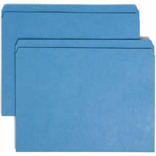 Reinforced Top Tab Colored File Folders, Straight Tabs, Letter Size, 0.75" Expansion, Blue, 100/Box