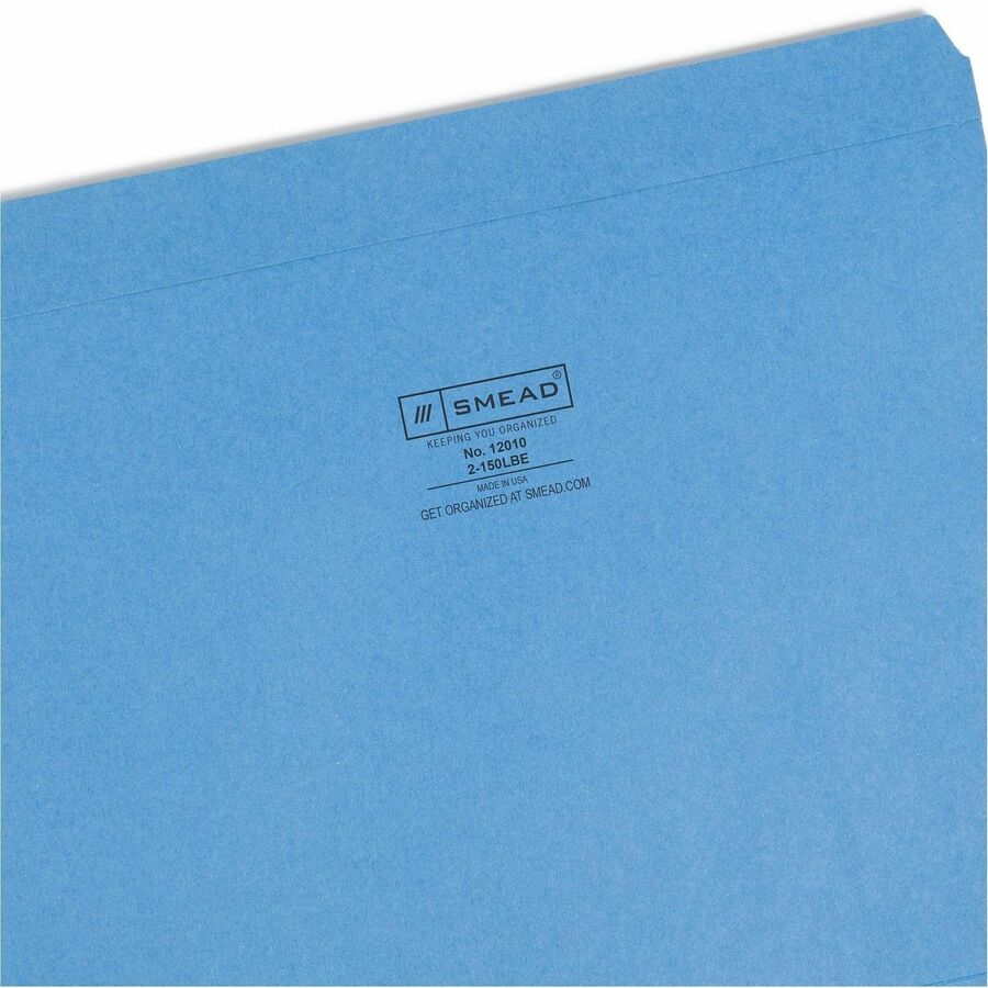 Reinforced Top Tab Colored File Folders, Straight Tabs, Letter Size, 0.75" Expansion, Blue, 100/Box
