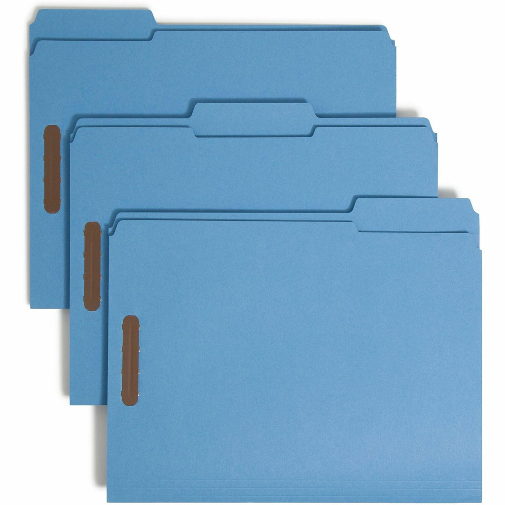 Top Tab Colored Fastener Folders, 0.75" Expansion, 2 Fasteners, Letter Size, Blue Exterior, 50/Box