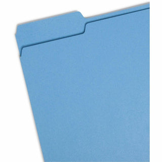 Colored File Folders, 1/3-Cut Tabs: Assorted, Letter Size, 0.75" Expansion, Blue, 100/Box