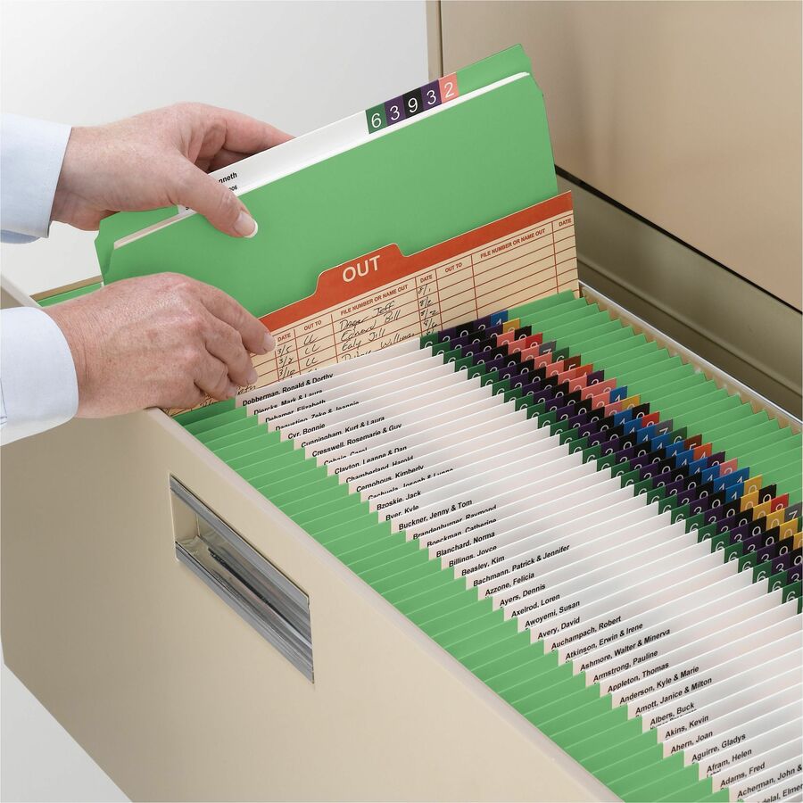 Reinforced Top Tab Colored File Folders, Straight Tabs, Letter Size, 0.75" Expansion, Green, 100/Box