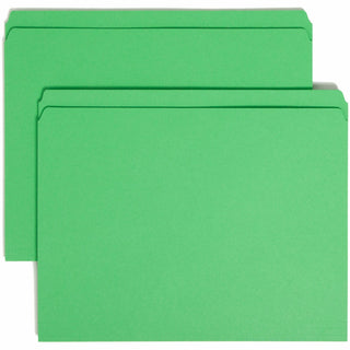 Reinforced Top Tab Colored File Folders, Straight Tabs, Letter Size, 0.75" Expansion, Green, 100/Box