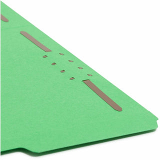 Top Tab Colored Fastener Folders, 0.75" Expansion, 2 Fasteners, Letter Size, Green Exterior, 50/Box