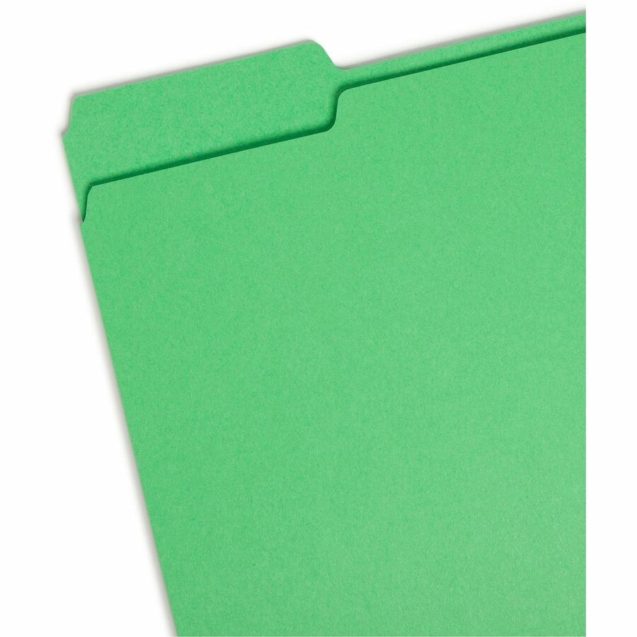 Colored File Folders, 1/3-Cut Tabs: Assorted, Letter Size, 0.75" Expansion, Green, 100/Box