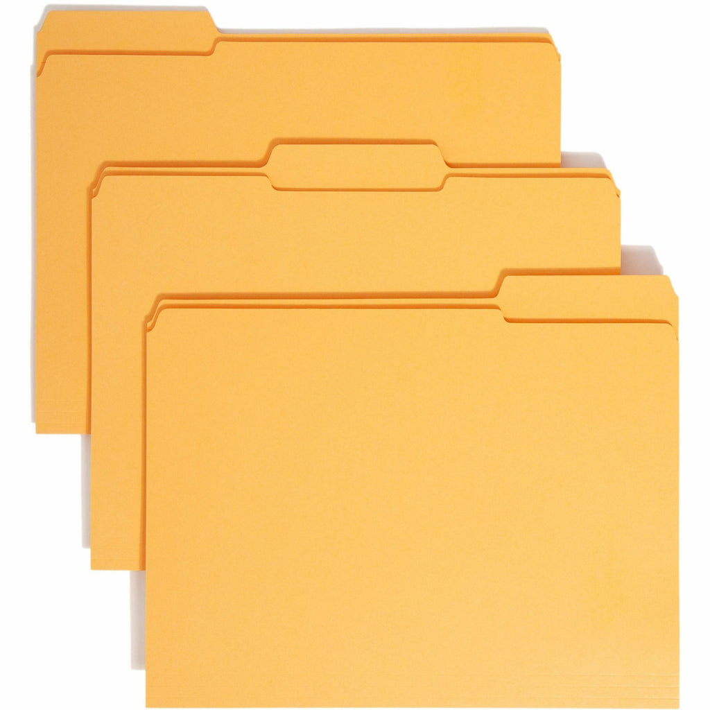 Reinforced Top Tab Colored File Folders, 1/3-Cut Tabs: Assorted, Letter Size, 0.75" Expansion, Goldenrod, 100/Box