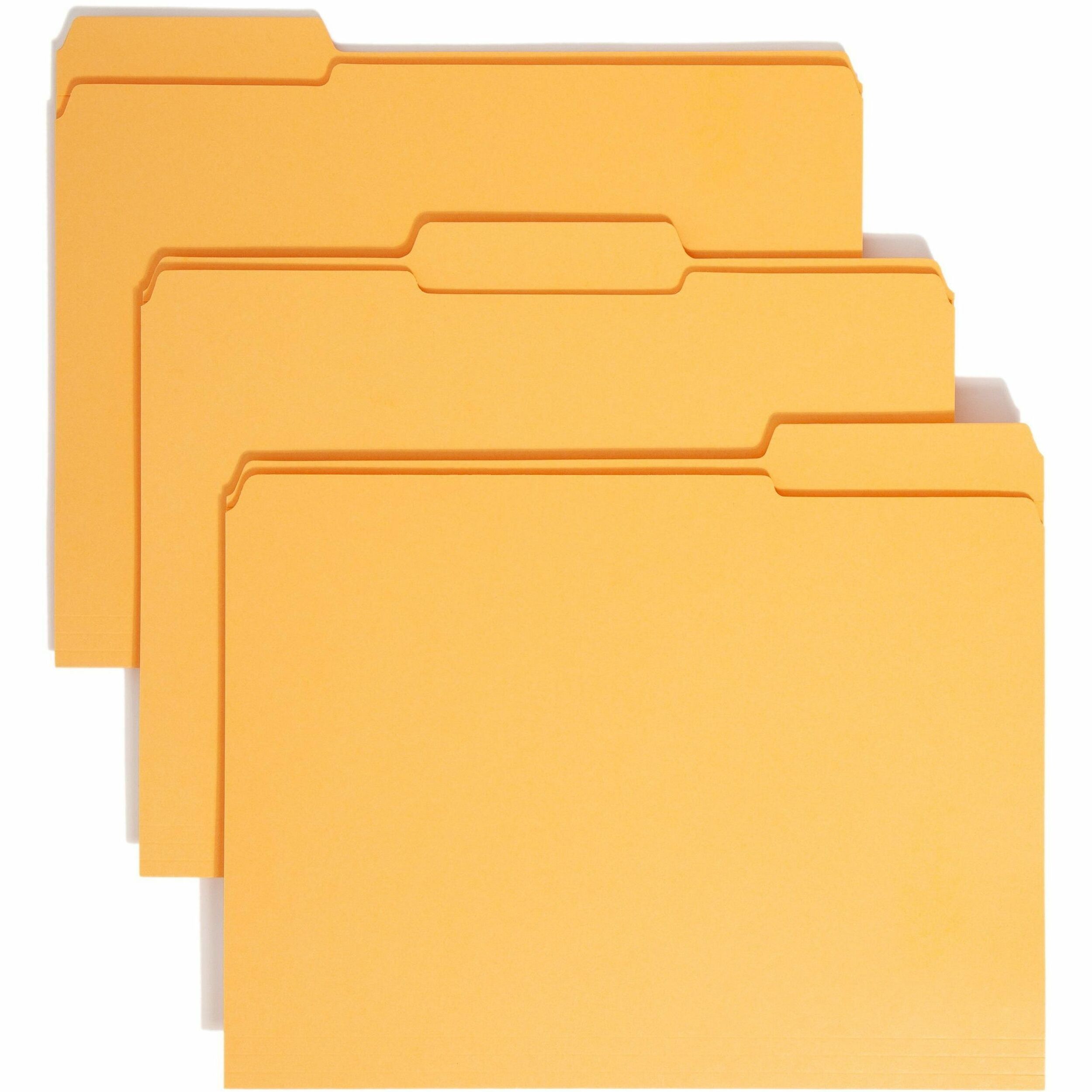 Reinforced Top Tab Colored File Folders, 1/3-Cut Tabs: Assorted, Letter Size, 0.75" Expansion, Goldenrod, 100/Box