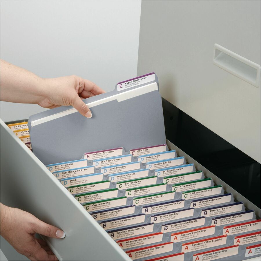 Reinforced Top Tab Colored File Folders, 1/3-Cut Tabs: Assorted, Letter Size, 0.75" Expansion, Gray, 100/Box