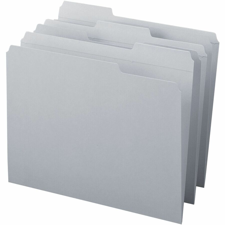Reinforced Top Tab Colored File Folders, 1/3-Cut Tabs: Assorted, Letter Size, 0.75" Expansion, Gray, 100/Box