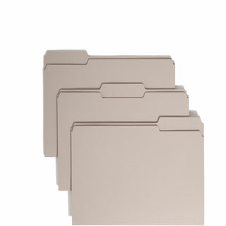 Colored File Folders, 1/3-Cut Tabs: Assorted, Letter Size, 0.75" Expansion, Gray, 100/Box