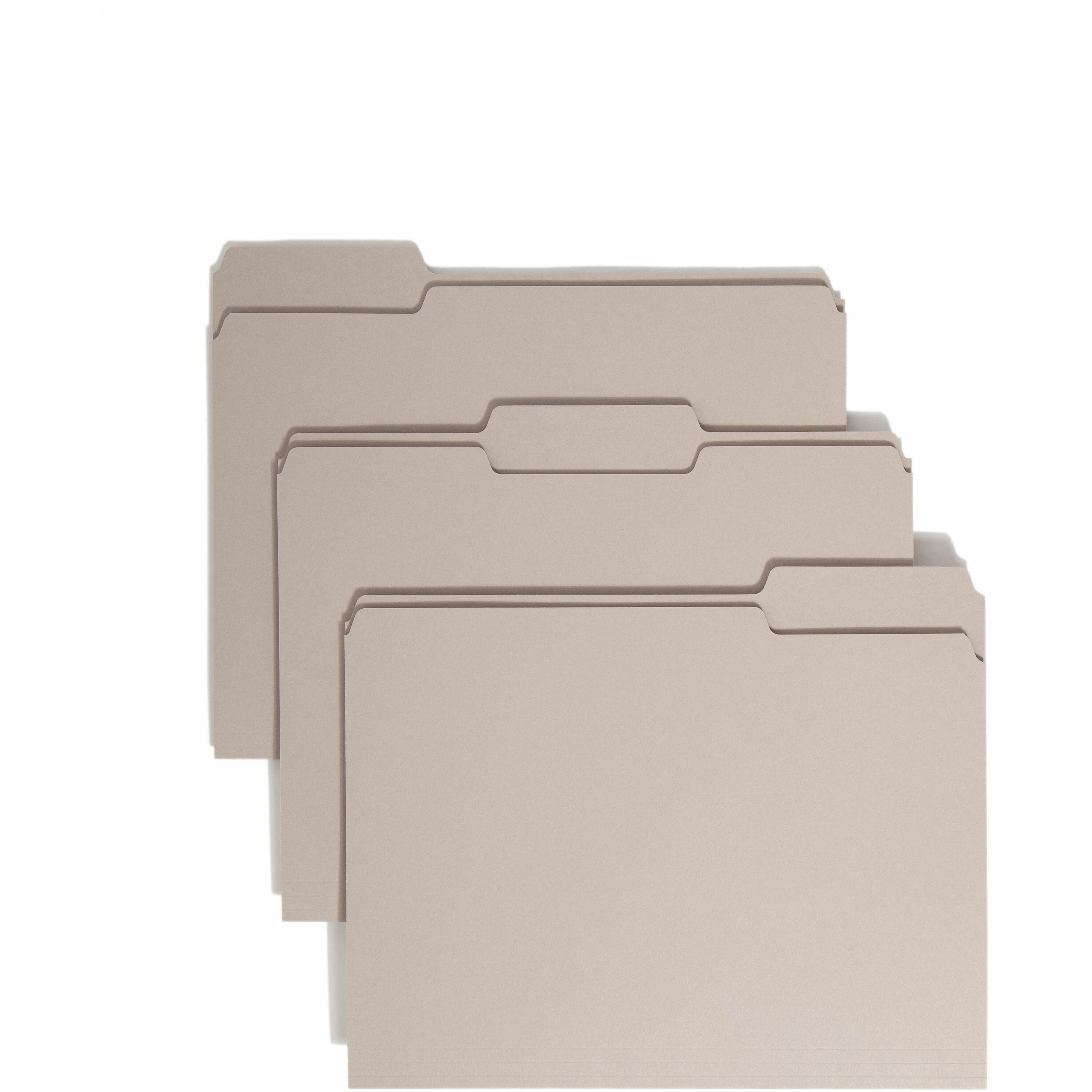 Colored File Folders, 1/3-Cut Tabs: Assorted, Letter Size, 0.75" Expansion, Gray, 100/Box