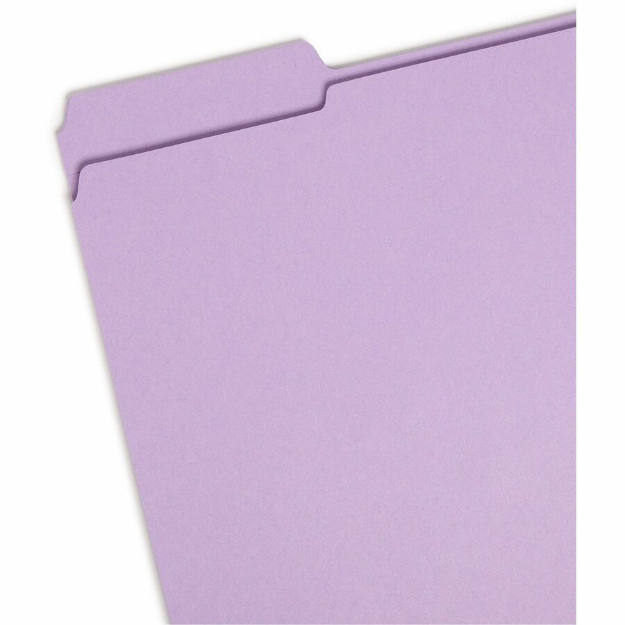 Reinforced Top Tab Colored File Folders, 1/3-Cut Tabs: Assorted, Letter Size, 0.75" Expansion, Lavender, 100/Box